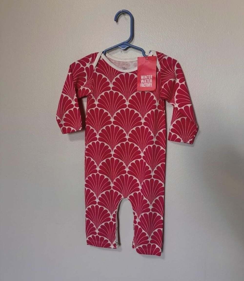 Winter Water Factory Organic Cotton Baby Romper - Red Shell Print